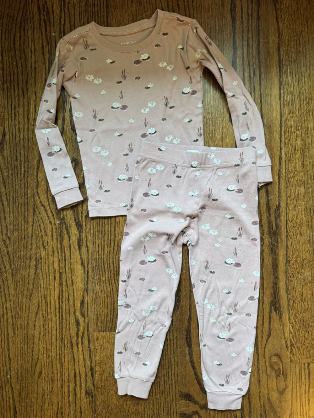 Petit Lem Mauve Pink Floral Long Sleeve Pajama Set